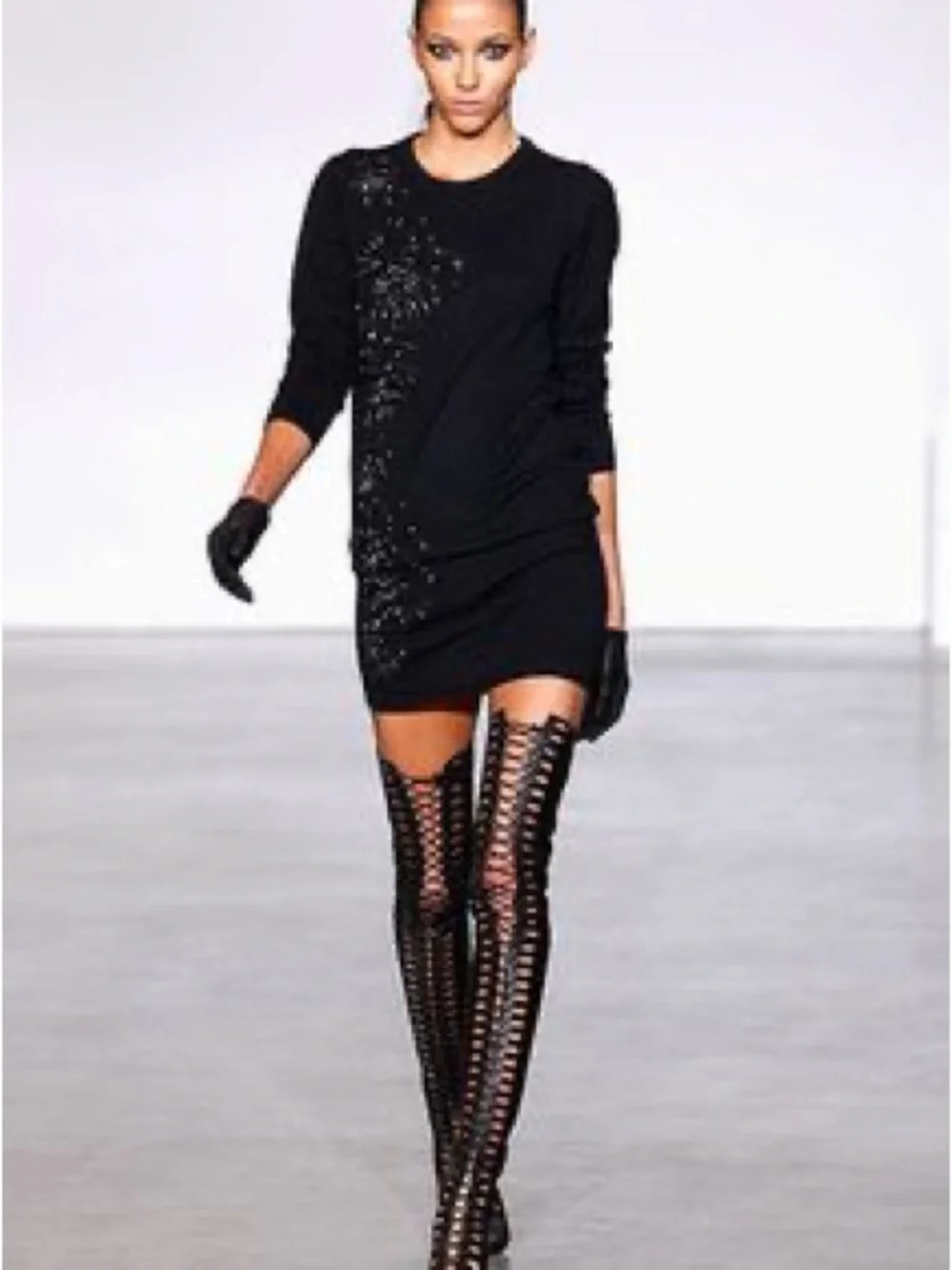 Women's Black Lace-Up Over-the-Knee Boots